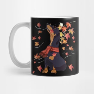 Maple Dog Leaf Fall Hello Autumn Funny Dachshund Lover Mug